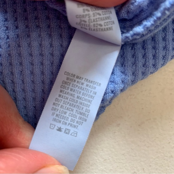 Aerie Offline XS Blue Oversized Takes Two To Tango Waffle Knit Top NWT - Picture 10 of 14